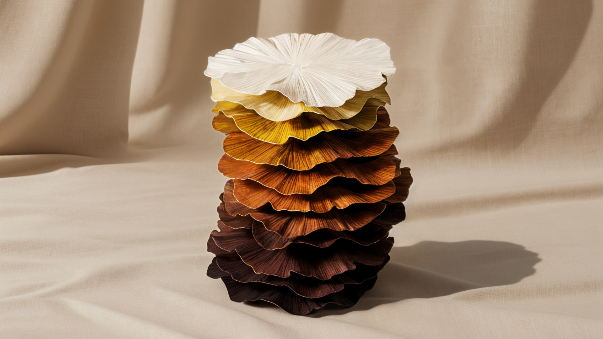 Layered sculptural table inspired by flower petals